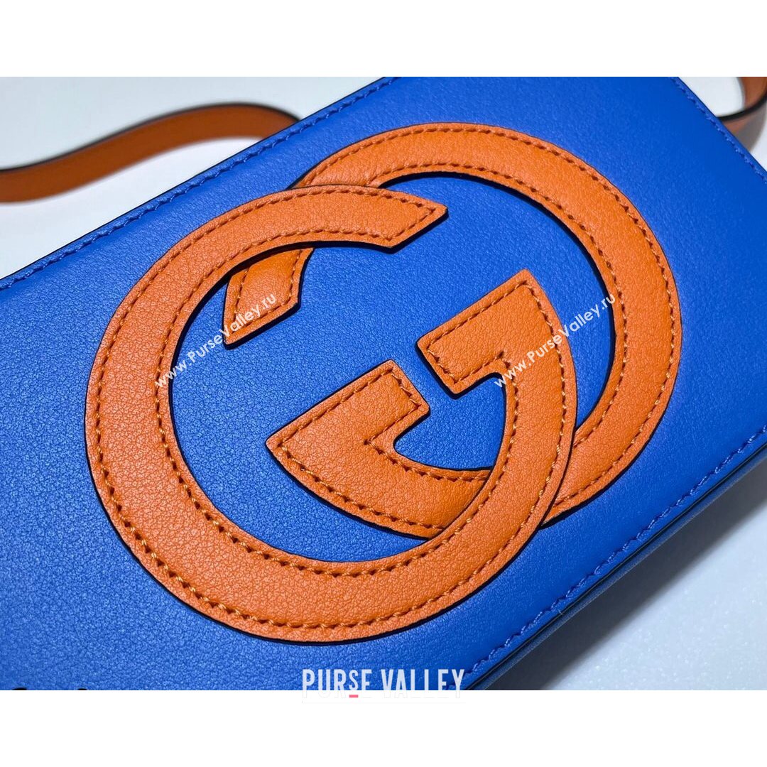 Gucci Leather Interlocking G Mini Bag 658230 Blue/Orange 2021 (DLH-21072617)