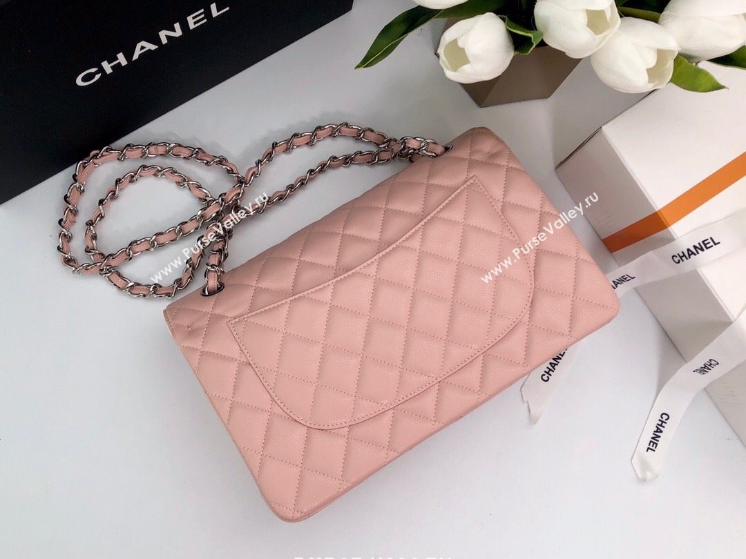 Chanel Quilted Grained Calfskin Jumbo Flap Bag 30cm A01113 Pink/Silver 2024 (YUND-24111901)