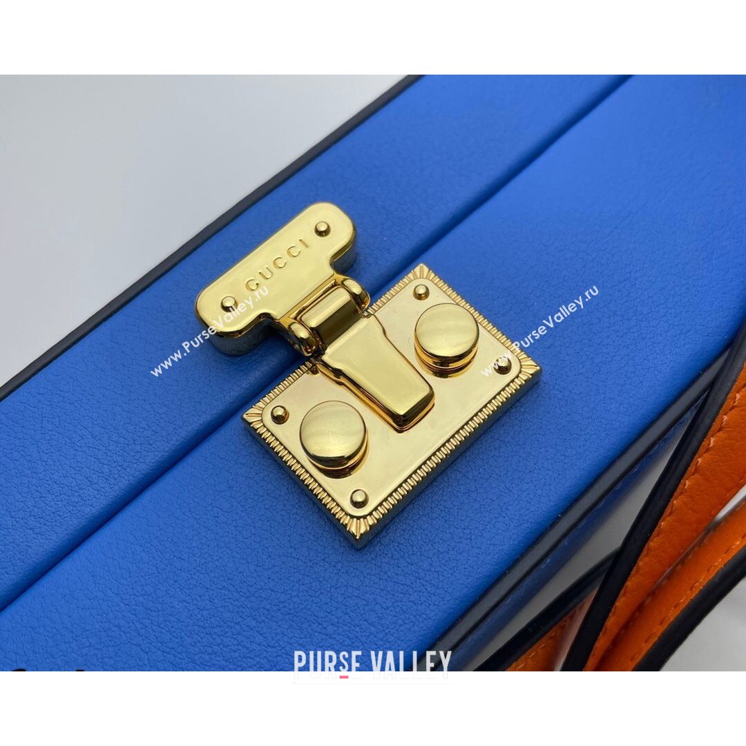 Gucci Leather Interlocking G Mini Bag 658230 Blue/Orange 2021 (DLH-21072617)