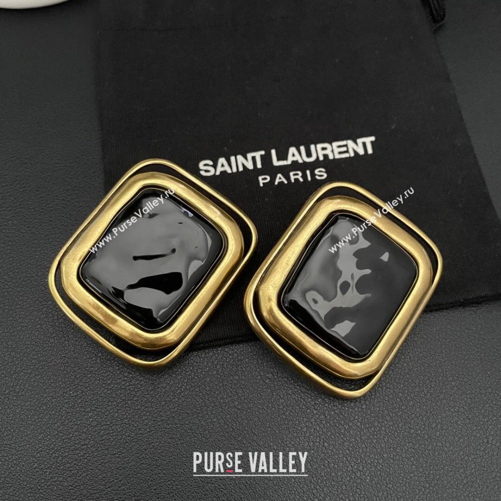 Saint Laurent Clip-on Earrings S042607 Gold/Black 2024 (YF-24042607)