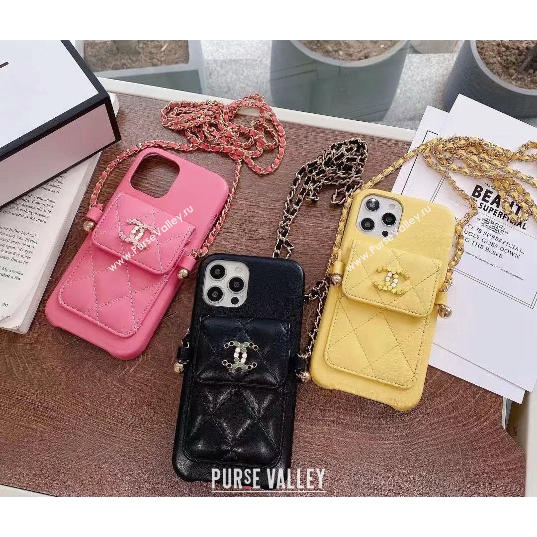 Chanel Leather Pouch iPhone Case Black 2021 (HY-21082311)