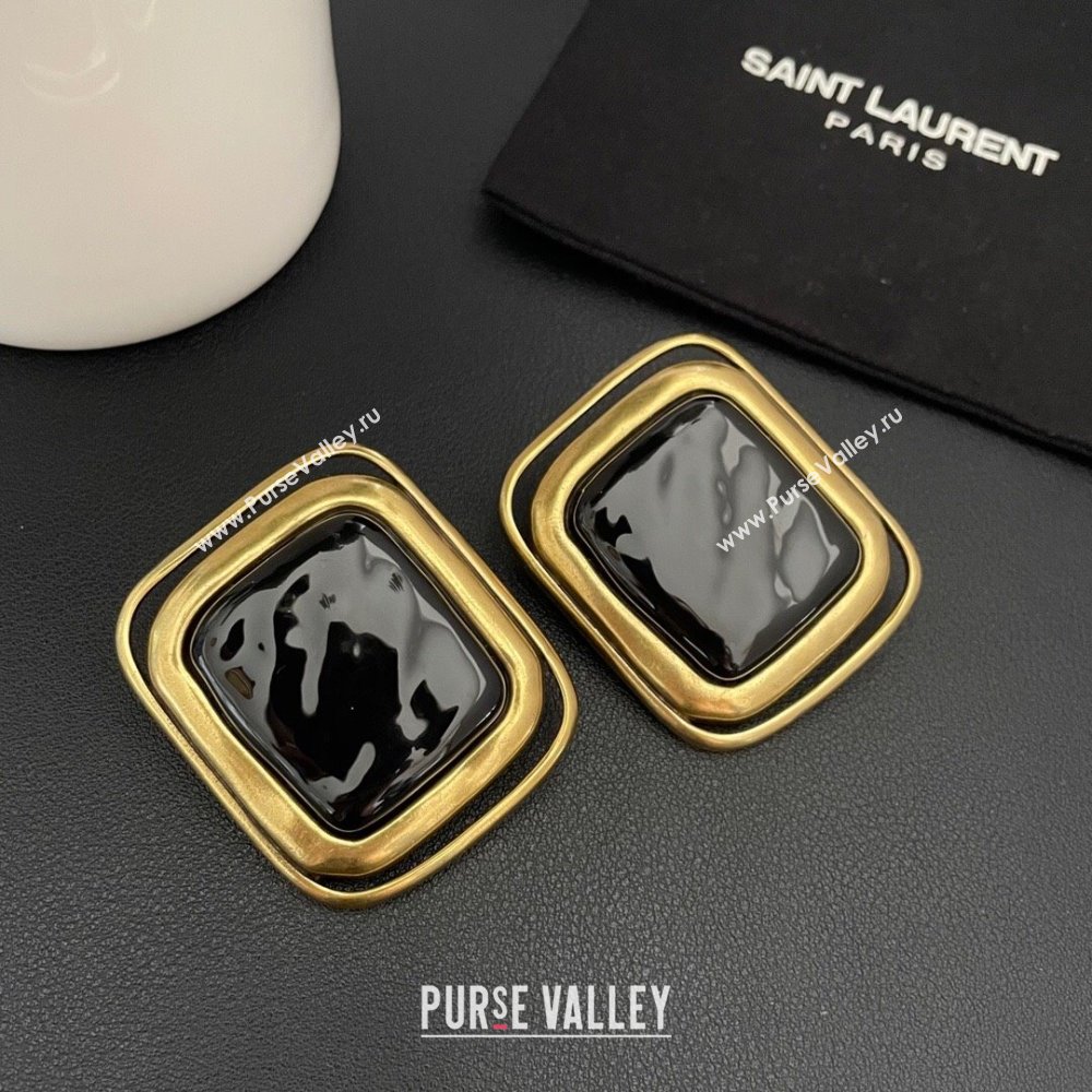 Saint Laurent Clip-on Earrings S042607 Gold/Black 2024 (YF-24042607)