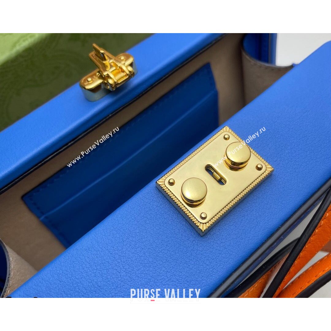 Gucci Leather Interlocking G Mini Bag 658230 Blue/Orange 2021 (DLH-21072617)