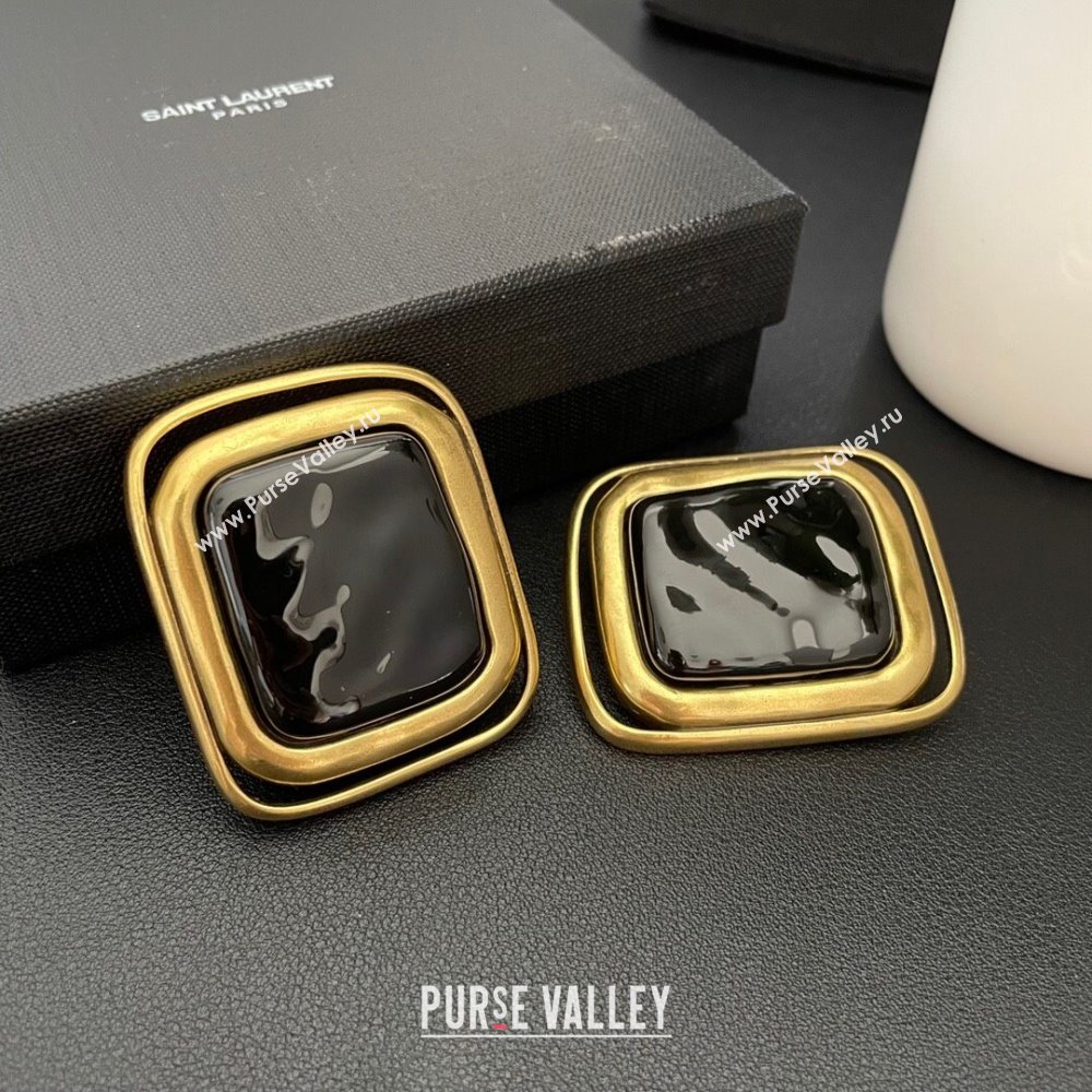 Saint Laurent Clip-on Earrings S042607 Gold/Black 2024 (YF-24042607)