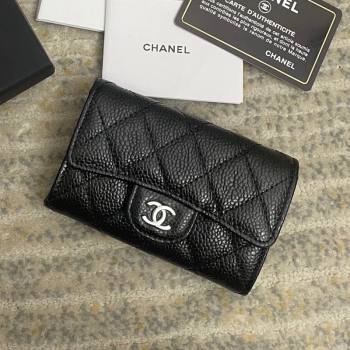 Chanel Grained Calfskin Flap Coin Purse Wallet Black/Silver 2021 (nana-21091343)