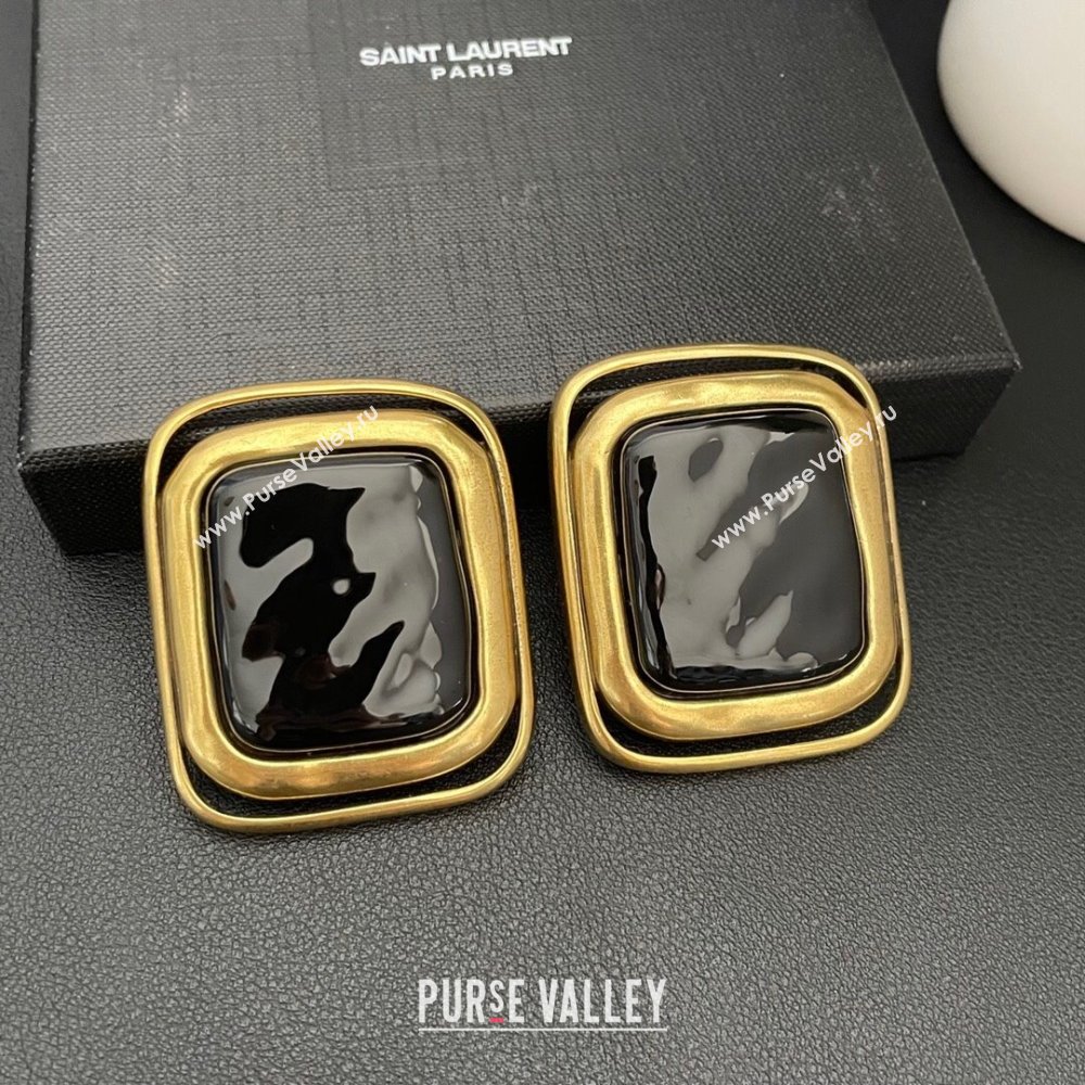 Saint Laurent Clip-on Earrings S042607 Gold/Black 2024 (YF-24042607)