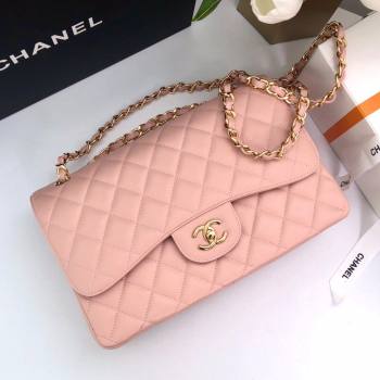 Chanel Quilted Grained Calfskin Jumbo Flap Bag 30cm A01113 Pink/Gold 2024 (YUND-24111902)