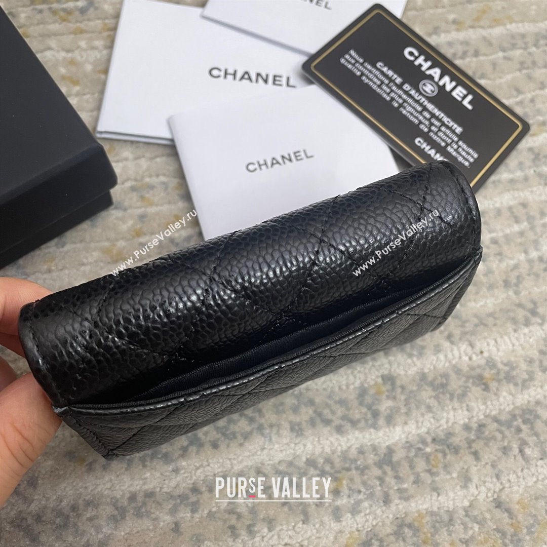 Chanel Grained Calfskin Flap Coin Purse Wallet Black/Silver 2021 (nana-21091343)