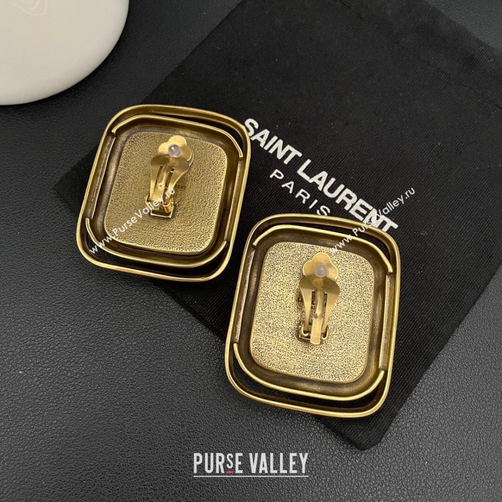 Saint Laurent Clip-on Earrings S042607 Gold/Black 2024 (YF-24042607)