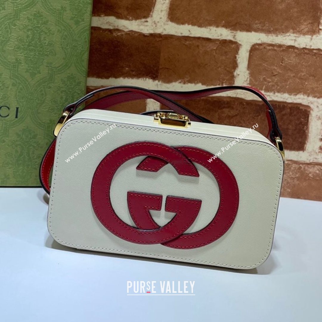 Gucci Leather Interlocking G Mini Bag 658230 White/Red 2021 (DLH-21072616)