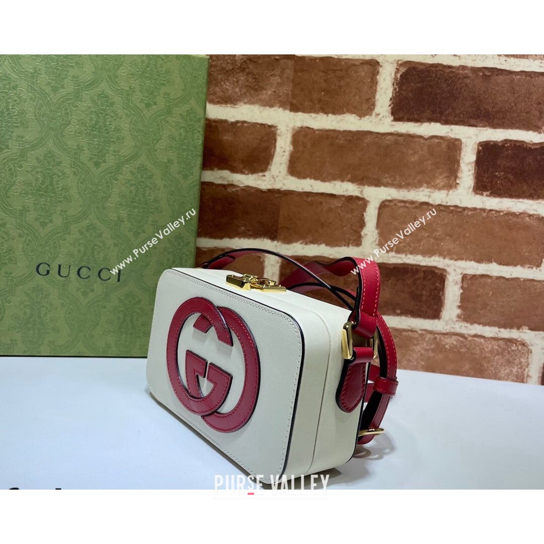 Gucci Leather Interlocking G Mini Bag 658230 White/Red 2021 (DLH-21072616)