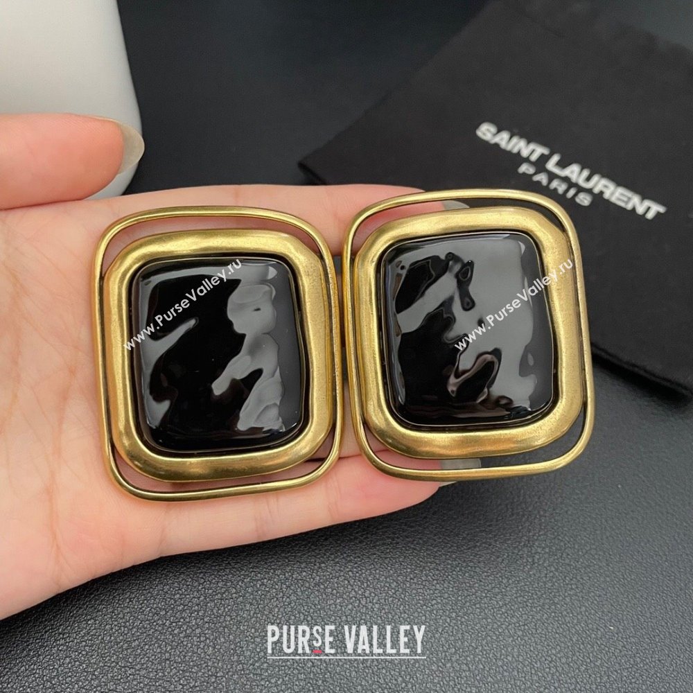 Saint Laurent Clip-on Earrings S042607 Gold/Black 2024 (YF-24042607)