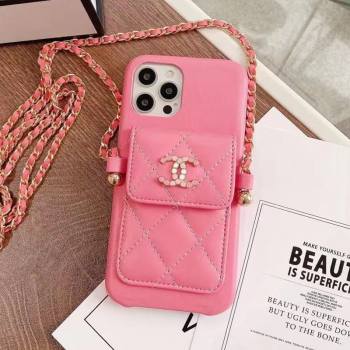 Chanel Leather Pouch iPhone Case Pink 2021 (HY-21082310)