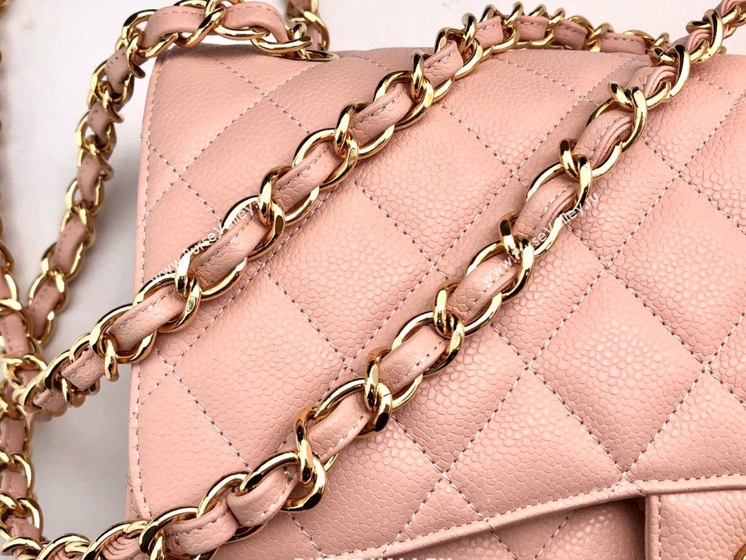 Chanel Quilted Grained Calfskin Jumbo Flap Bag 30cm A01113 Pink/Gold 2024 (YUND-24111902)