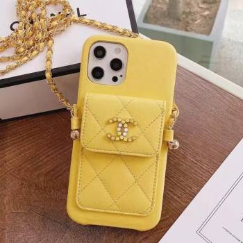 Chanel Leather Pouch iPhone Case Yellow 2021 (HY-21082312)