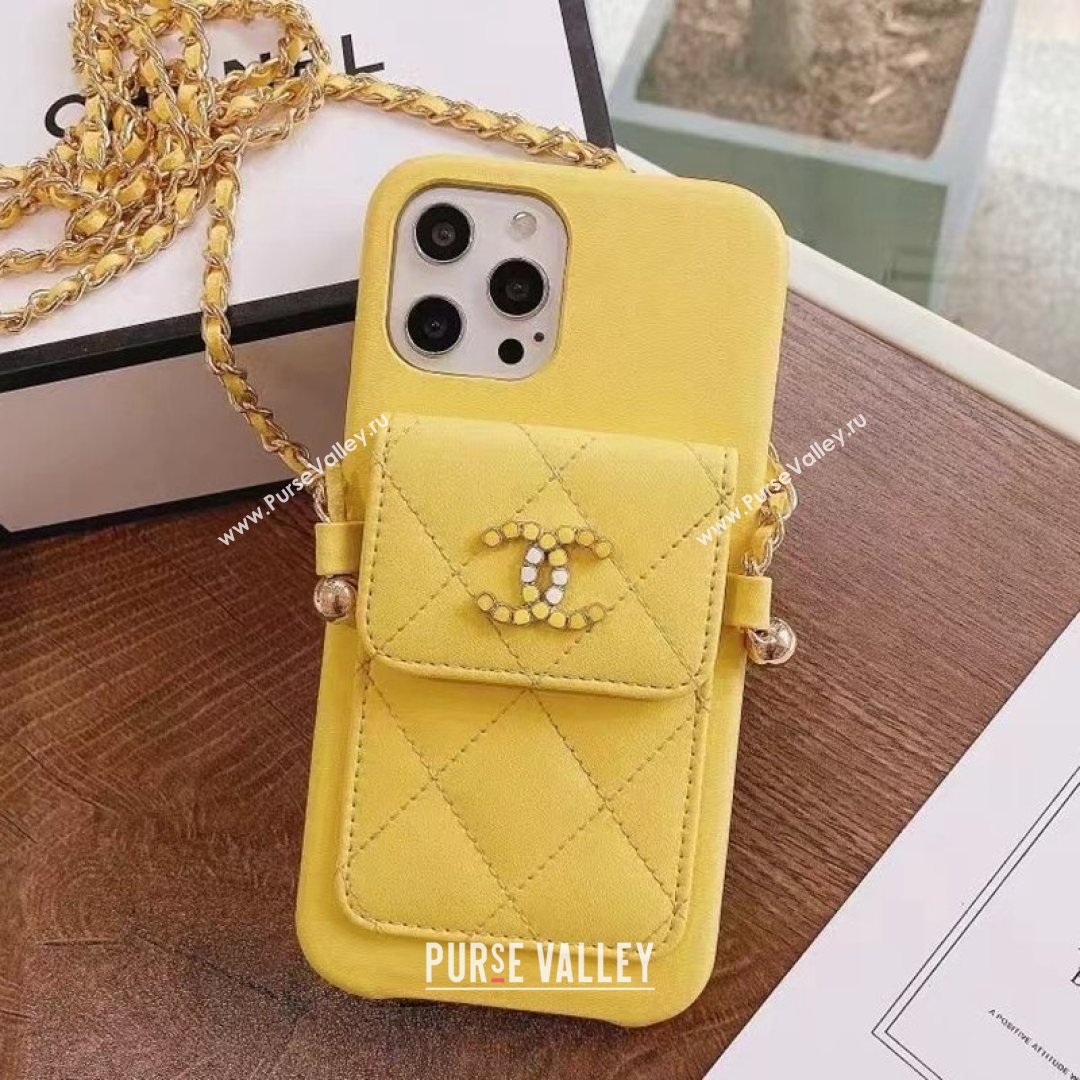 Chanel Leather Pouch iPhone Case Yellow 2021 (HY-21082312)