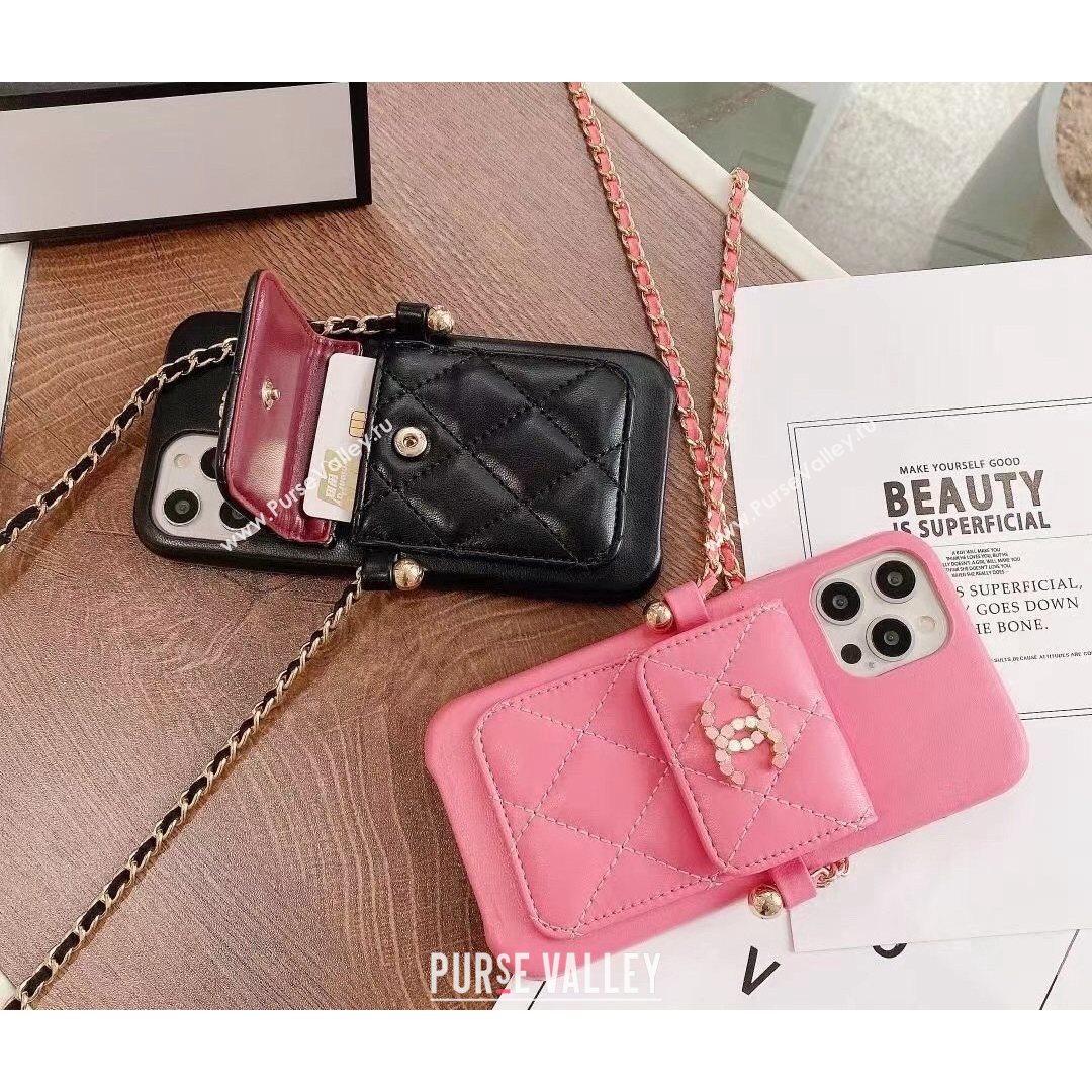 Chanel Leather Pouch iPhone Case Pink 2021 (HY-21082310)