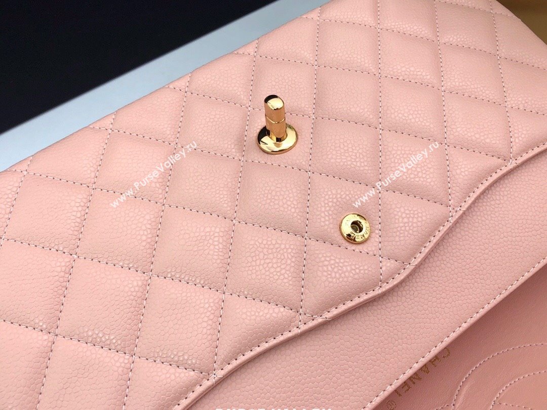 Chanel Quilted Grained Calfskin Jumbo Flap Bag 30cm A01113 Pink/Gold 2024 (YUND-24111902)