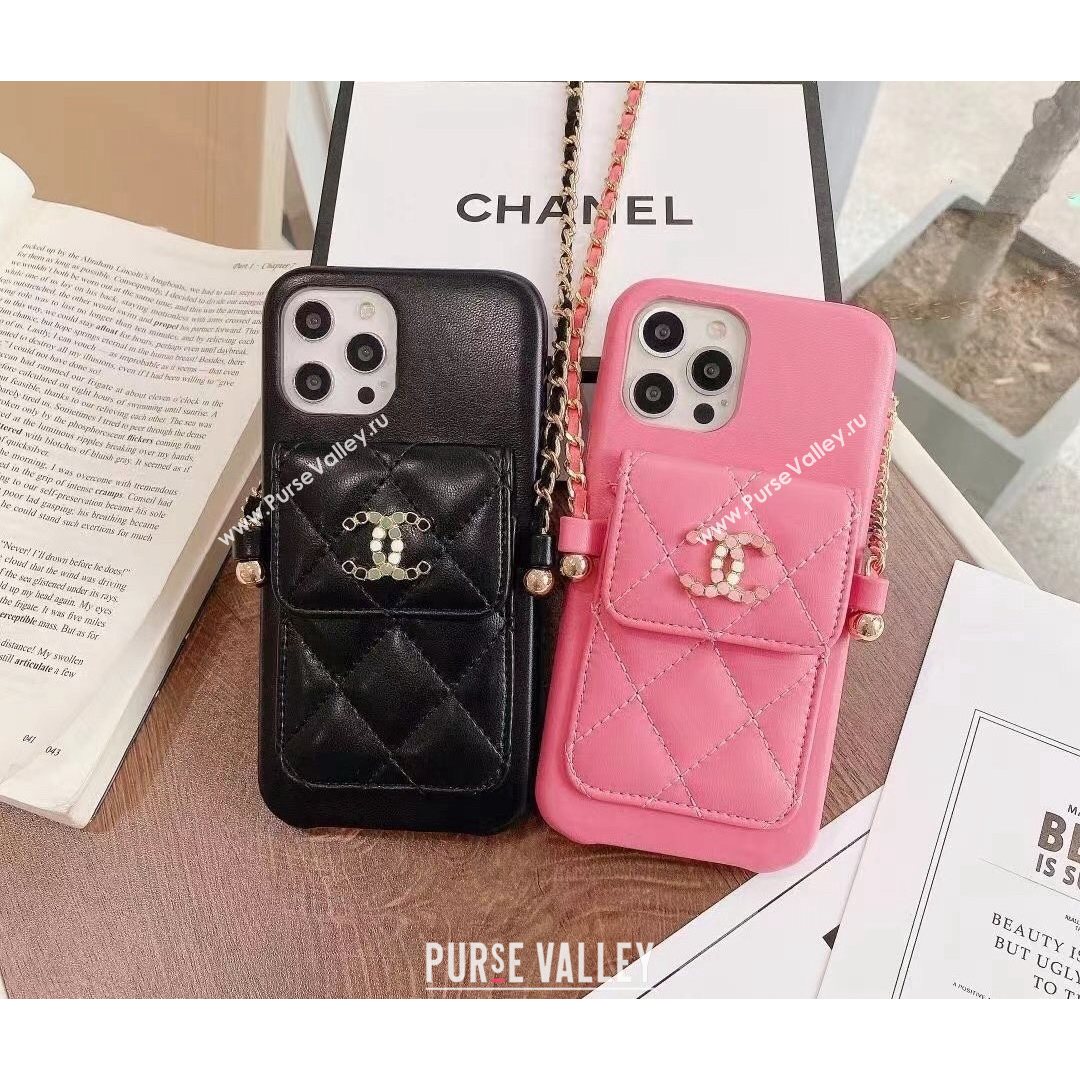 Chanel Leather Pouch iPhone Case Black 2021 (HY-21082311)