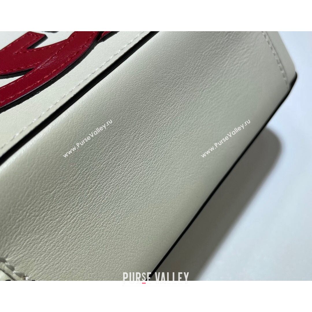 Gucci Leather Interlocking G Mini Bag 658230 White/Red 2021 (DLH-21072616)
