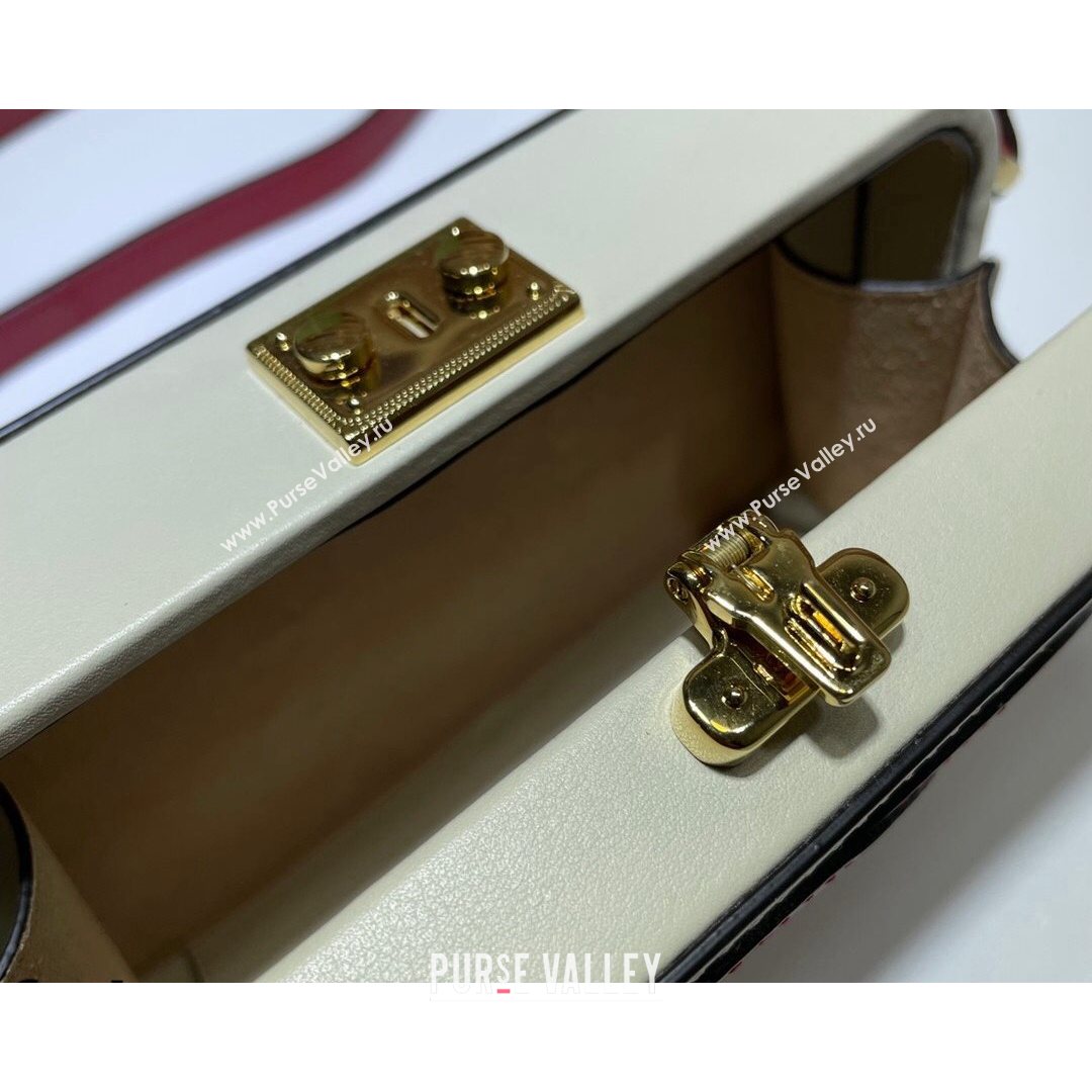 Gucci Leather Interlocking G Mini Bag 658230 White/Red 2021 (DLH-21072616)