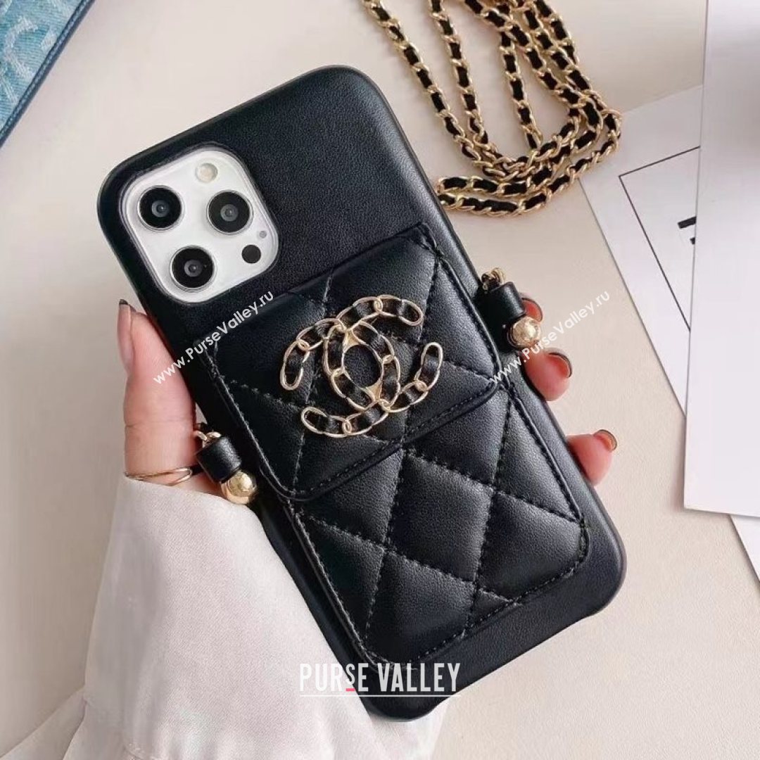 Chanel 19 Pouch iPhone Case Black 2021 (HY-21082314)