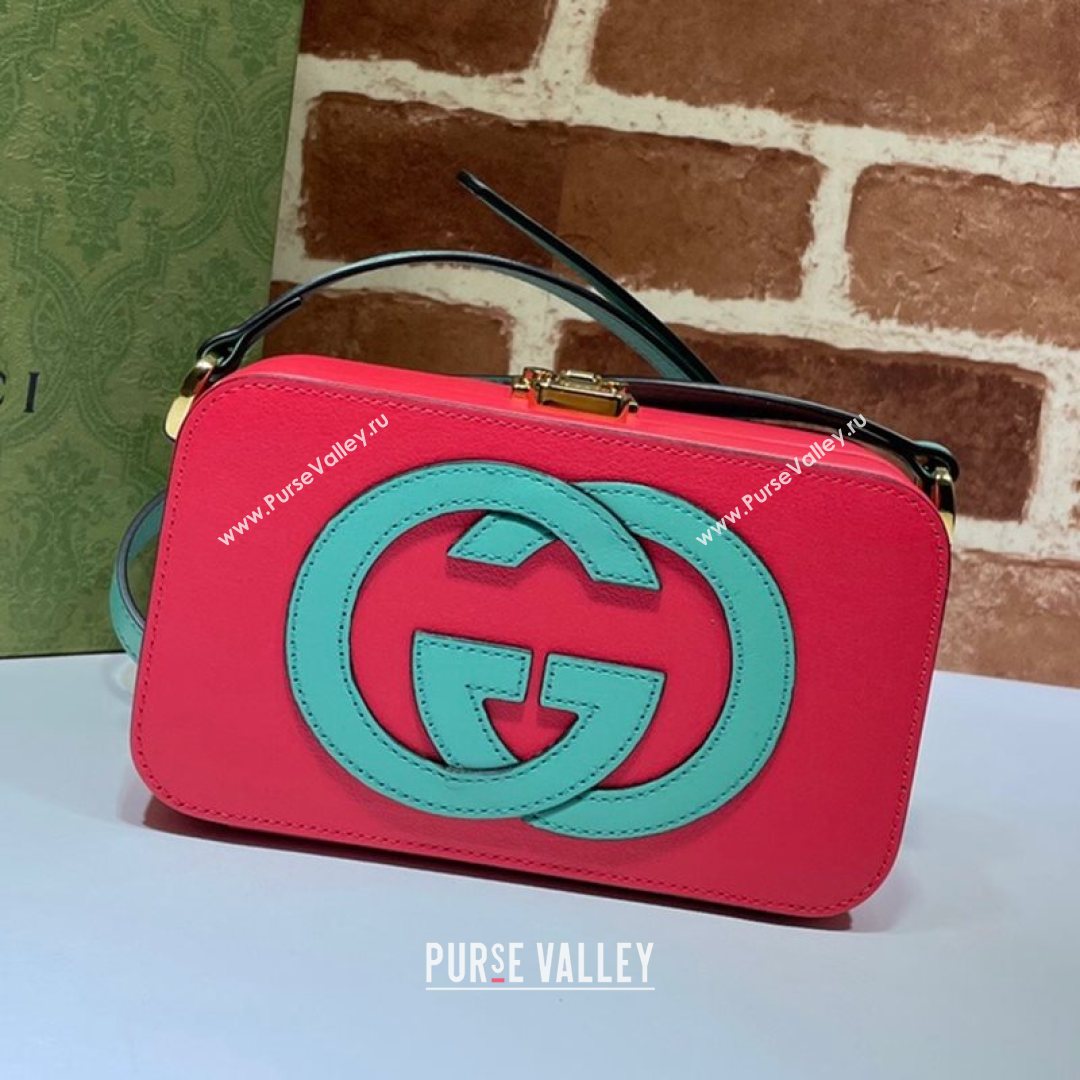 Gucci Leather Interlocking G Mini Bag 658230 Pink/Green 2021 (DLH-21072619)