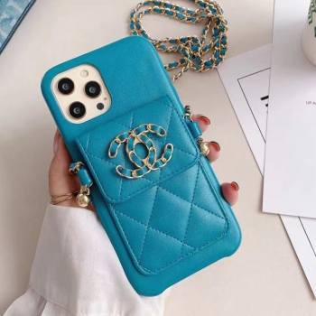 Chanel 19 Pouch iPhone Case Blue 2021 (HY-21082315)