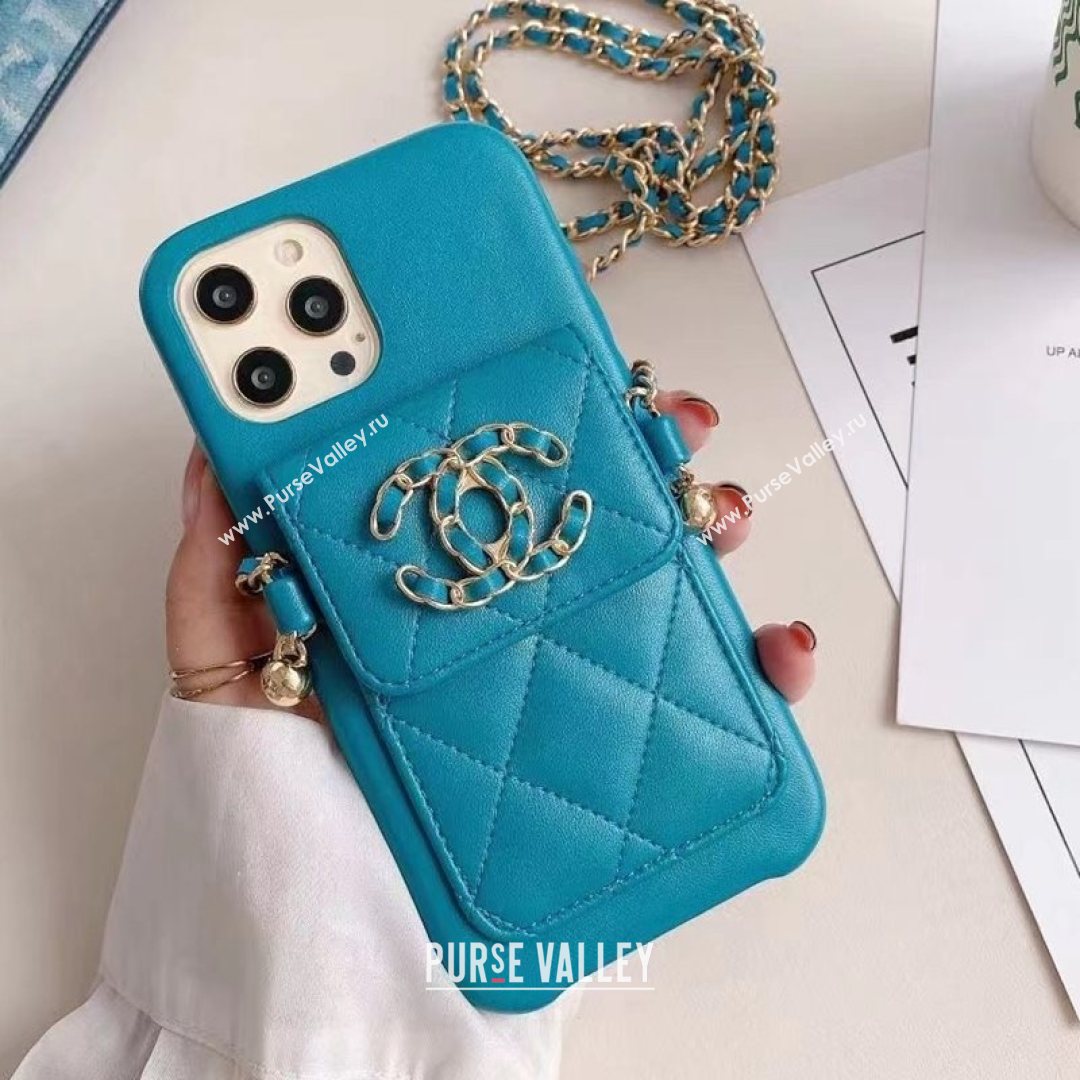 Chanel 19 Pouch iPhone Case Blue 2021 (HY-21082315)