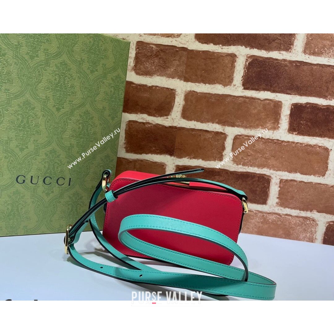 Gucci Leather Interlocking G Mini Bag 658230 Pink/Green 2021 (DLH-21072619)