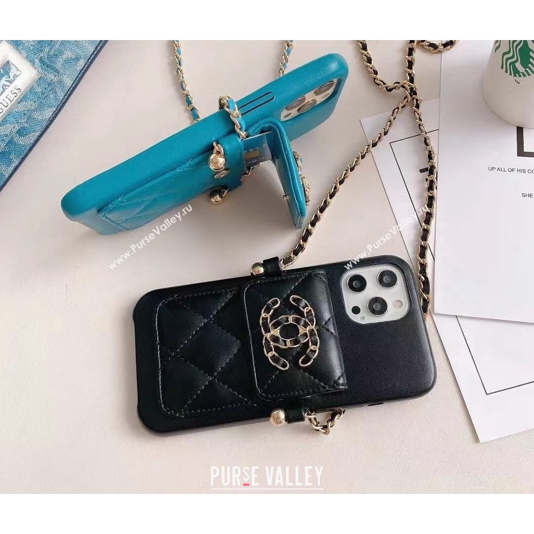 Chanel 19 Pouch iPhone Case Blue 2021 (HY-21082315)