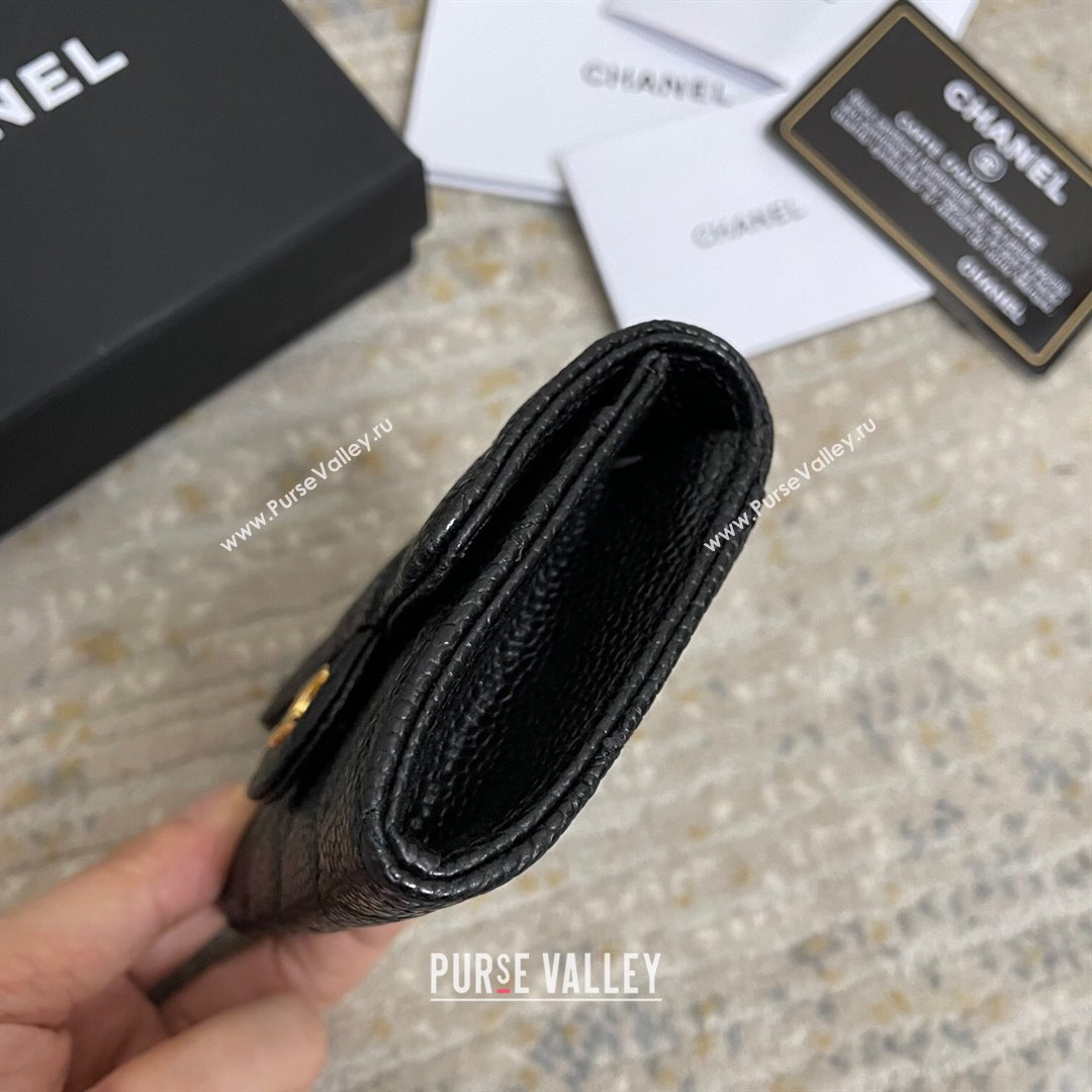 Chanel Grained Calfskin Flap Coin Purse Wallet Black/Gold 2021 (nana-21091342)