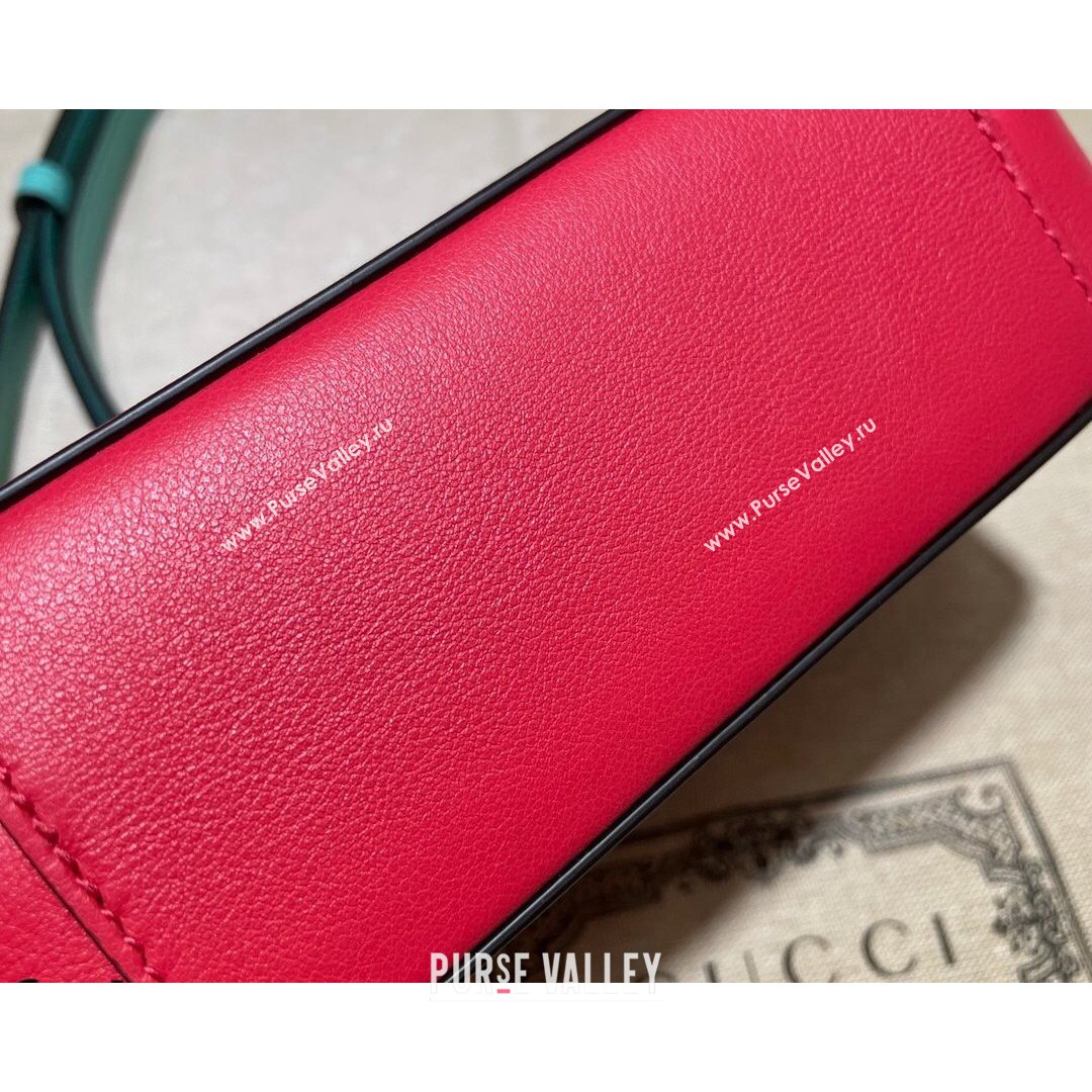 Gucci Leather Interlocking G Mini Bag 658230 Pink/Green 2021 (DLH-21072619)
