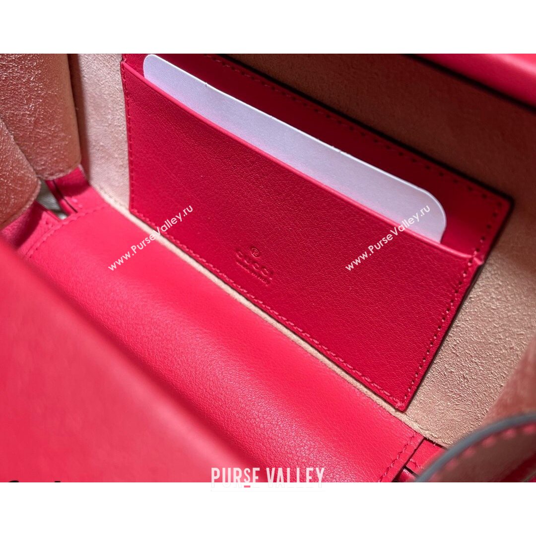 Gucci Leather Interlocking G Mini Bag 658230 Pink/Green 2021 (DLH-21072619)