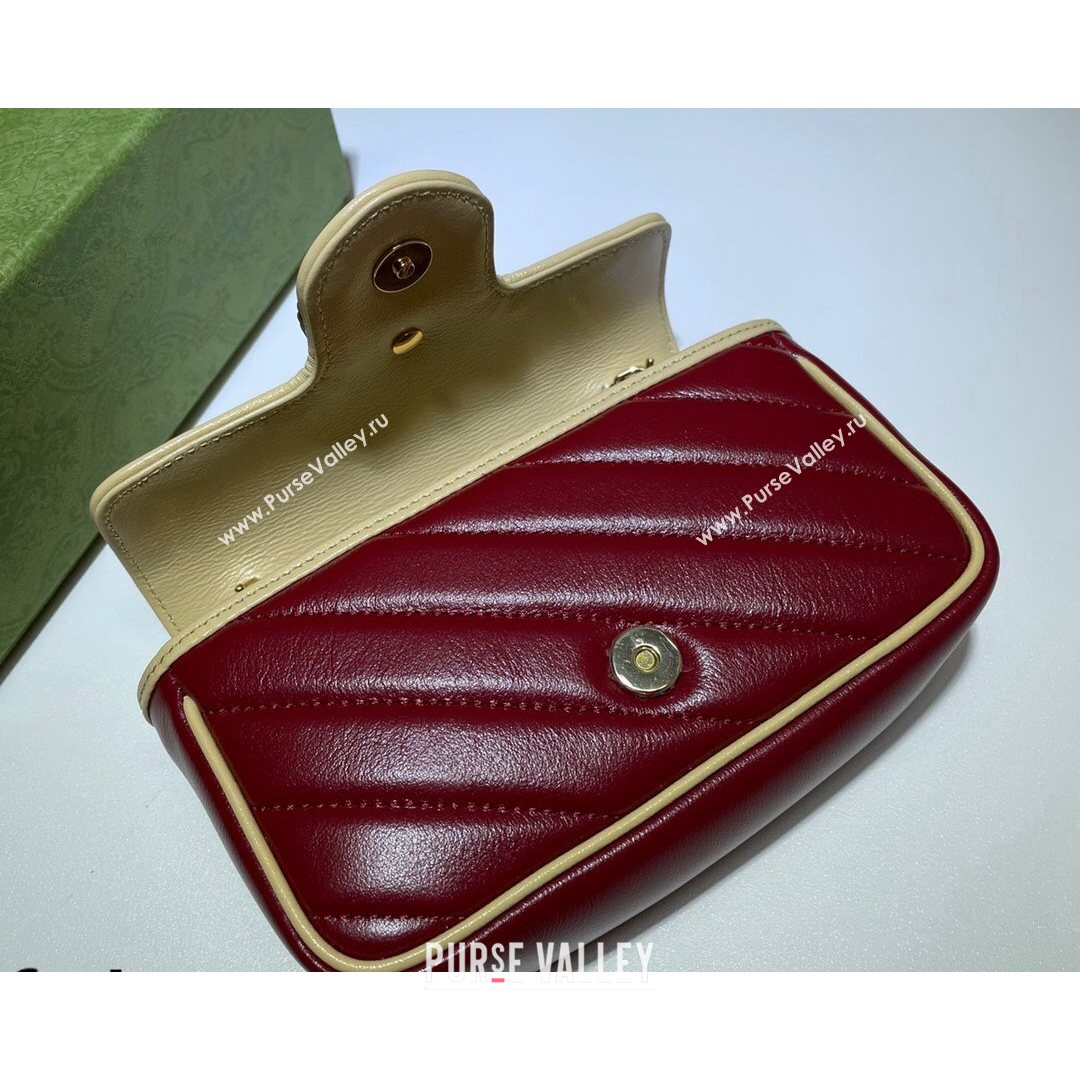 Gucci GG Marmont Leather Super Mini Bag ‎574969 Navy Blue/Ruby Red 2021 (DLH-21072620)