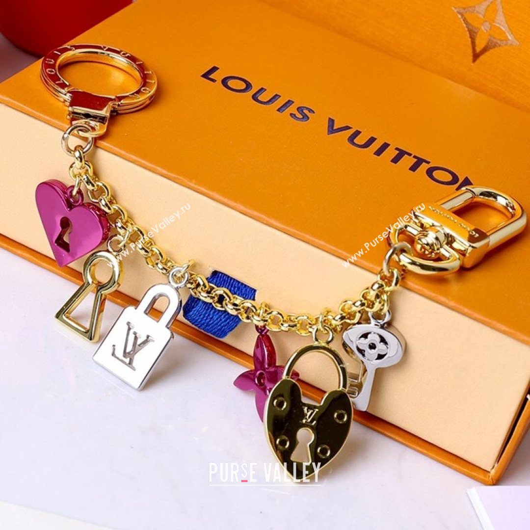 Louis Vuitton Heart Chain Bag Charm Gold/Silver/Purple 2021 02 (HY-21082321)