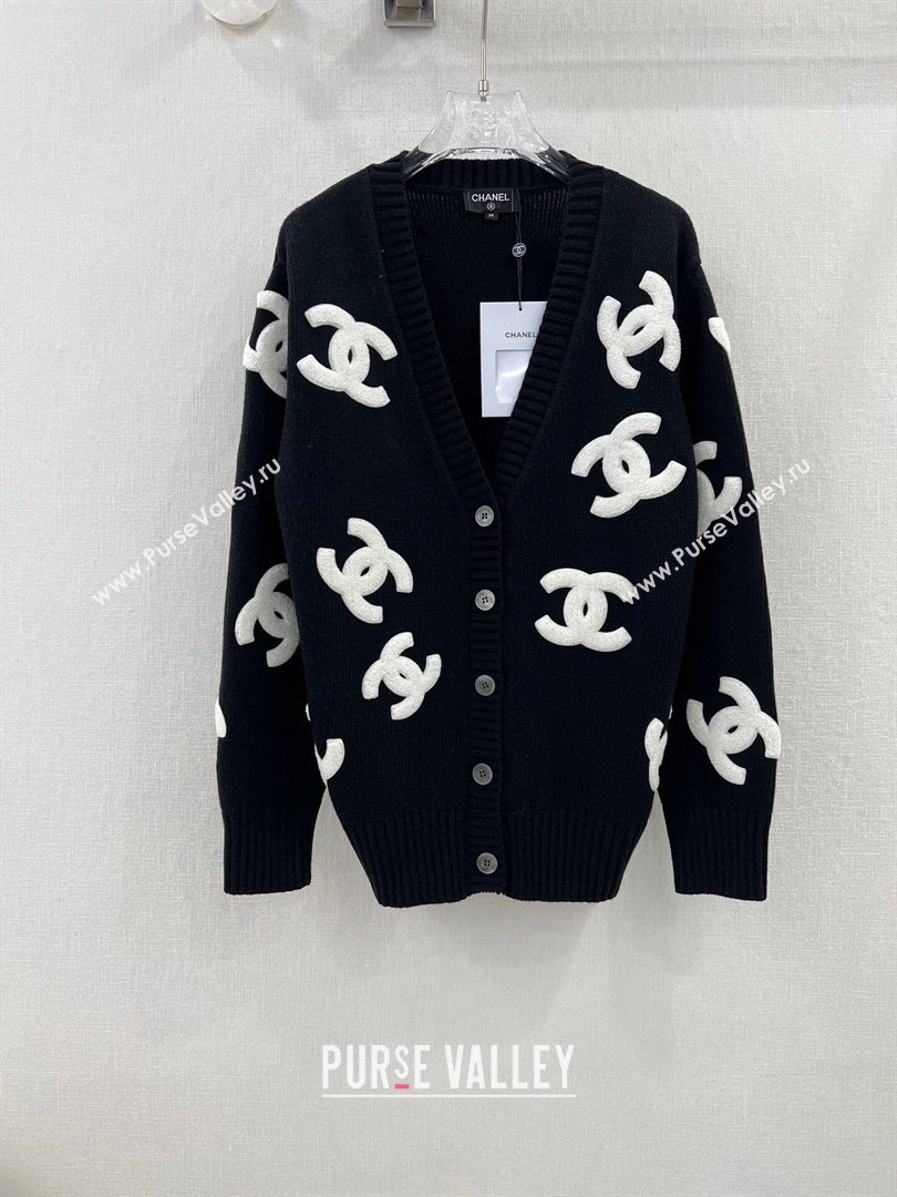 Chanel Wool Cashmere Cardigan CH102324 Black 2023 (Q-23102324)