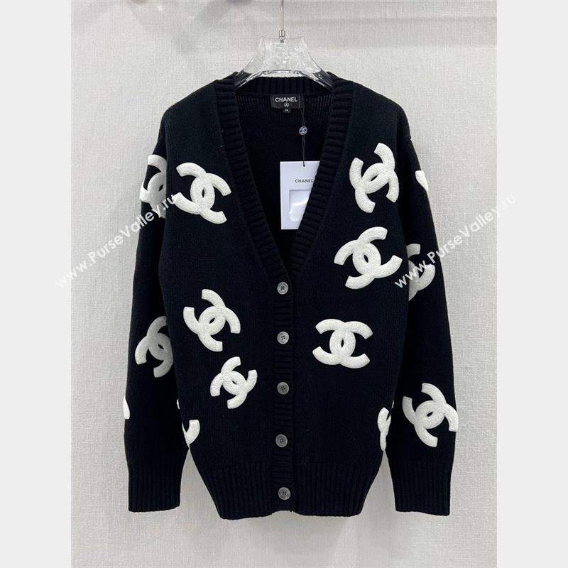 Chanel Wool Cashmere Cardigan CH102324 Black 2023 (Q-23102324)