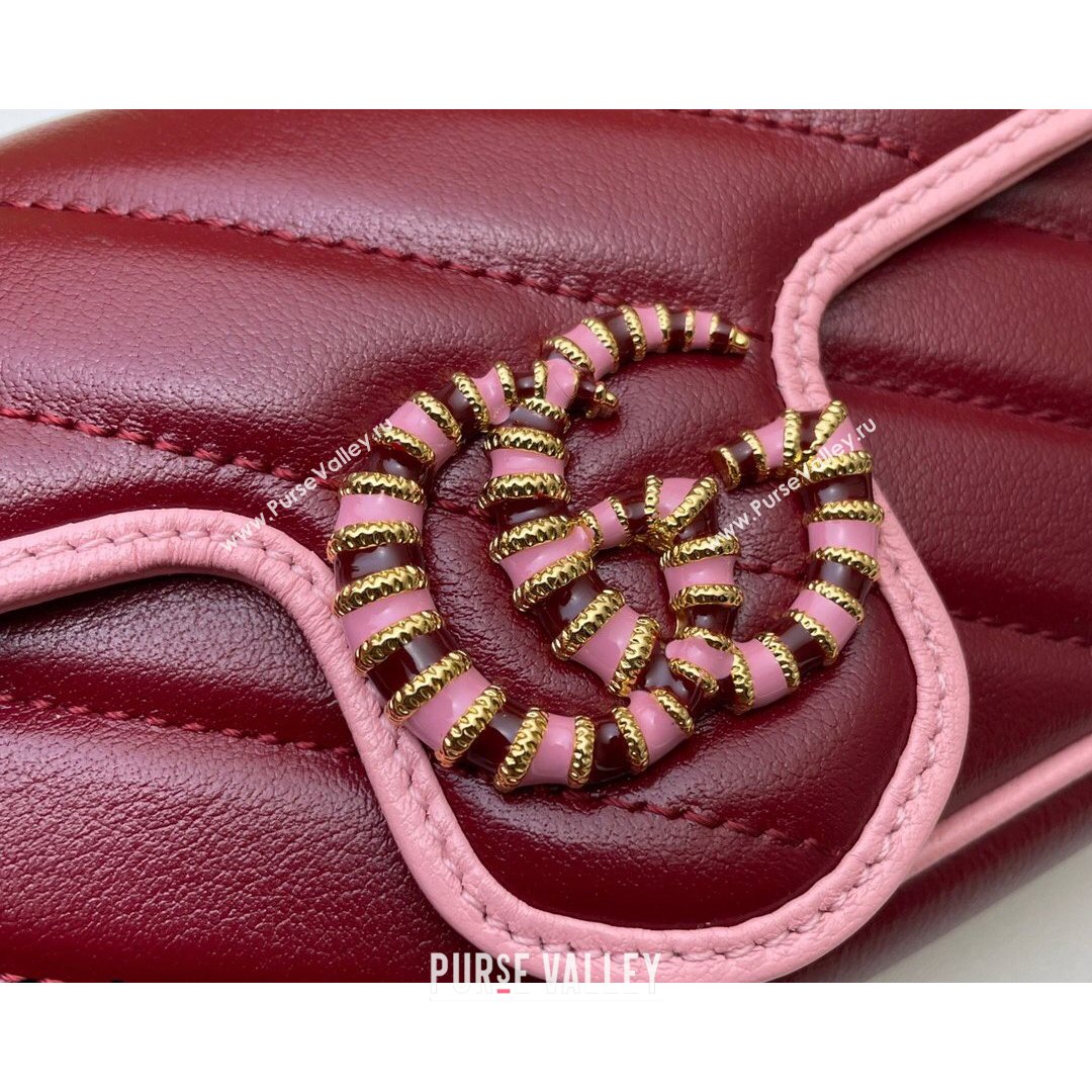 Gucci GG Marmont Leather Super Mini Bag ‎574969 Ruby Red/Pink 2021 (DLH-21072621)