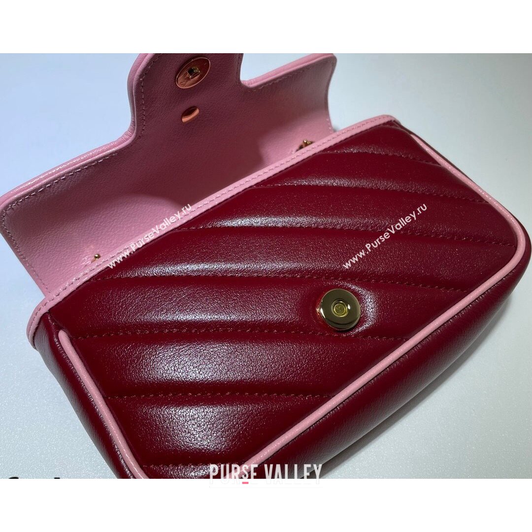 Gucci GG Marmont Leather Super Mini Bag ‎574969 Ruby Red/Pink 2021 (DLH-21072621)