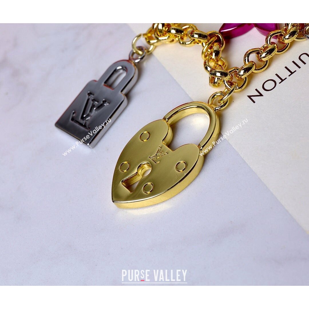 Louis Vuitton Heart Chain Bag Charm Gold/Silver/Purple 2021 02 (HY-21082321)