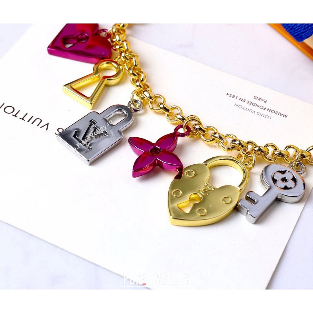 Louis Vuitton Heart Chain Bag Charm Gold/Silver/Purple 2021 02 (HY-21082321)