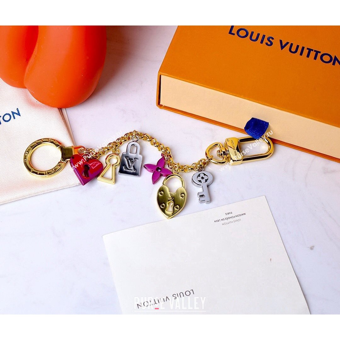 Louis Vuitton Heart Chain Bag Charm Gold/Silver/Purple 2021 02 (HY-21082321)