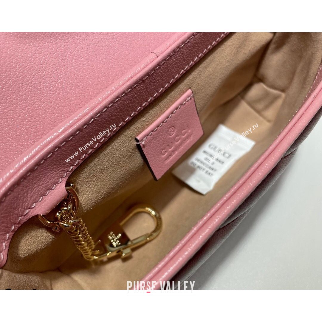 Gucci GG Marmont Leather Super Mini Bag ‎574969 Ruby Red/Pink 2021 (DLH-21072621)