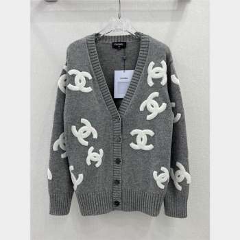 Chanel Wool Cashmere Cardigan CH102325 Grey 2023 (Q-23102325)