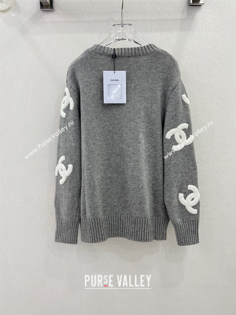 Chanel Wool Cashmere Cardigan CH102325 Grey 2023 (Q-23102325)