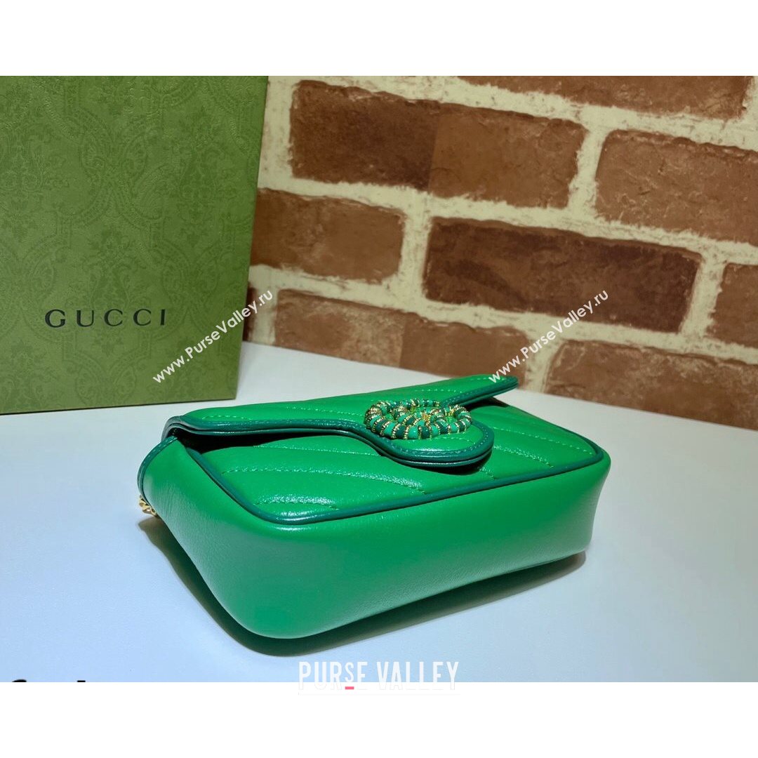 Gucci GG Marmont Leather Super Mini Bag ‎574969 Bright Green 2021 (DLH-21072623)