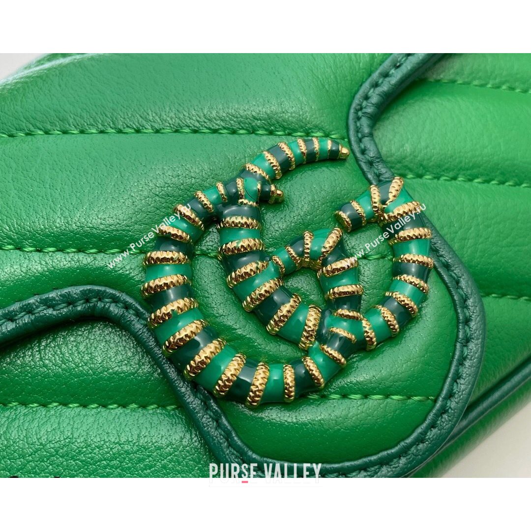 Gucci GG Marmont Leather Super Mini Bag ‎574969 Bright Green 2021 (DLH-21072623)