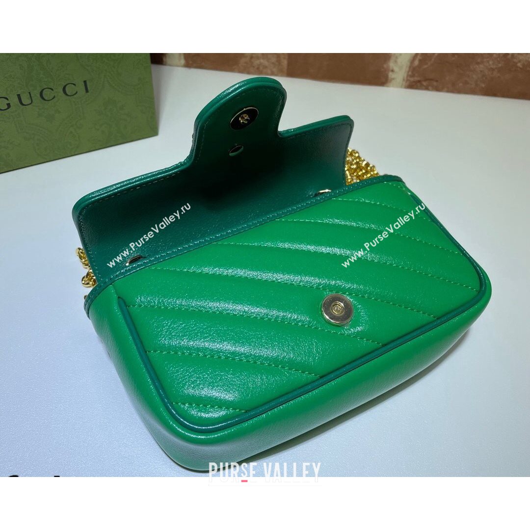 Gucci GG Marmont Leather Super Mini Bag ‎574969 Bright Green 2021 (DLH-21072623)