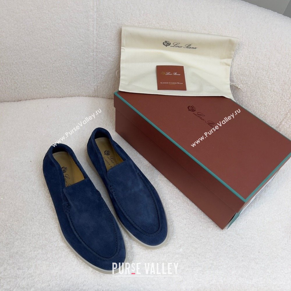 Loro Piana Summer Walk Suede Loafers Navy Blue 2024(For Men) (KL-241514)